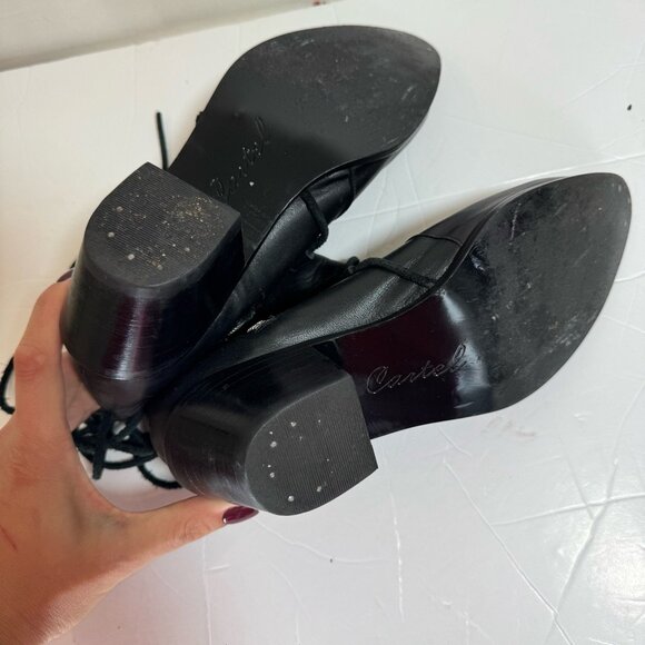 Cartel Leather Western Ankle Boots Women 8 Black Booties Capsule Boho Chic Fall - Picture 7 of 11